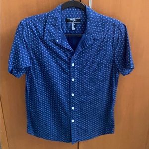 Forever 21 navy blue button up tear drop shirt